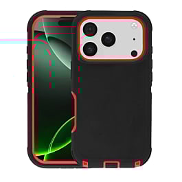 Heavy Duty Case for iPhone 17 Pro Max  (BLACK & RED) (Only Ground Shipping)