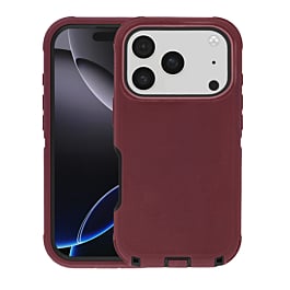 Heavy Duty Case for iPhone 17 Pro Max (MAROON & BLACK) (Only Ground Shipping)
