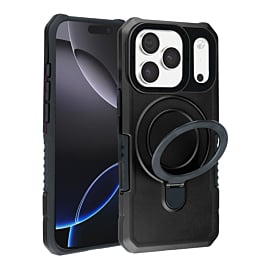 Hard PC Shockproof Case w /Ring Holder - BLACK for iPhone 17 Pro Max (Only Ground Shipping)