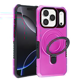 Hard PC Shockproof Case w /Ring Holder - PINK for iPhone 17 Pro Max (Only Ground Shipping)