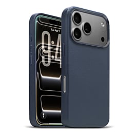 New Leather Case with Wireless Charger - NAVY BLUE for iPhone 17 Pro Max (Only Ground Shipping)