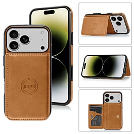 Leather Pocket Wallet Case - ORANGE for iPhone 17 Pro Max (Only Ground Shipping)