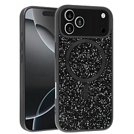 Wireless Charging Bling Diamond Crystal Case - BLACK for iPhone 17 Pro Max (Only Ground Shipping)