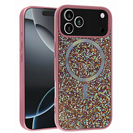 Wireless Charging Bling Diamond Crystal Case - PINK for iPhone 17 Pro Max (Only Ground Shipping)