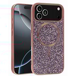 Wireless Charging Bling Diamond Crystal Case - ROSE GOLD for iPhone 17 Pro Max (Only Ground Shipping)