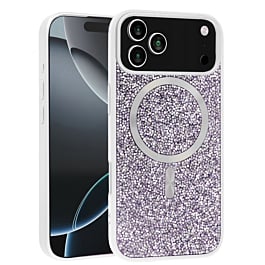 Thin Wireless Charging Bling Diamond Crystal Case - WHITE for iPhone 17 Pro Max (Only Ground Shipping)