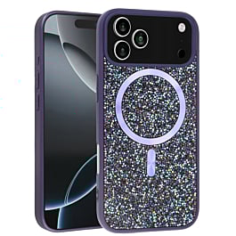 Thin Wireless Charging Bling Diamond Crystal Case - PURPLE for iPhone 17 Pro Max (Only Ground Shipping)