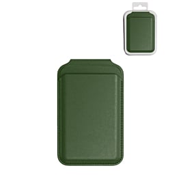 Leather Magnetic Card Wallet Holder w/Stand - GREEN (Only Ground Shipping)