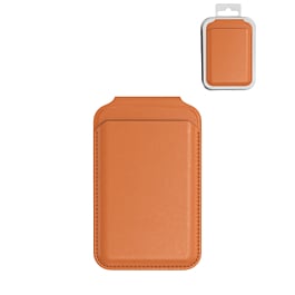 Leather Magnetic Card Wallet Holder w/Stand - ORANGE (Only Ground Shipping)