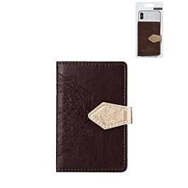 Universal Back Phone Leather Datura Flower Card Slot (BROWN) (Only Ground Shipping)