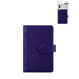 Universal Back Phone Leather Datura Flower Card Slot (PURPLE) (Only Ground Shipping)