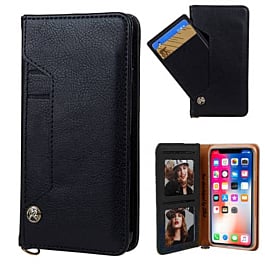 Luxury Leather Wallet Case with Credit Card Slot - BLACK for iPhone 11 Pro (Only Ground Shipping)