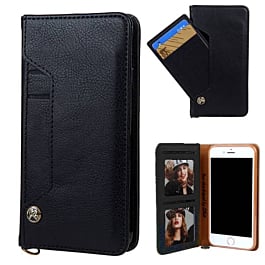 Luxury Leather Wallet Case with Credit Card Slot - BLACK for iPhone 6S / 6G (Only Ground Shipping)