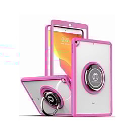 Hard PC Rear / Soft TPU Colorful Border Case with I-ring Holder - PINK for iPad 10 2022 (10.9") / iPad 11 (A16) (Only Ground Shipping)