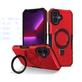 Hard PC Shockproof Case w /Ring Holder - RED for Galaxy A06 (Only Ground Shipping)