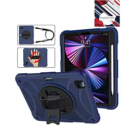 Hand Adjustable Heavy Duty Case with Shoulder Strap - DARK BLUE for iPad Air 4 / Air 5 / Pro 11 (1st / 2nd / 3rd / 4th) (Only Ground Shipping)