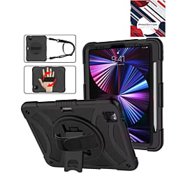 Hand Adjustable Heavy Duty Case with Shoulder Strap - BLACK for iPad Air 4 / Air 5 / Pro 11 (1st / 2nd / 3rd / 4th) (Only Ground Shipping)