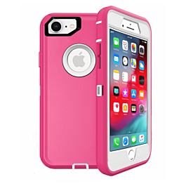 Heavy Duty Case for iPhone 7 / 8 (HOT PINK & WHITE) (Only Ground Shipping)