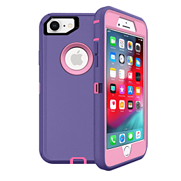 Heavy Duty Case for iPhone 7 / 8 (PURPLE & LIGHT PINK) (Only Ground Shipping)