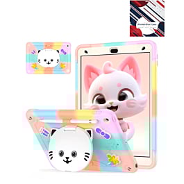Shockproof Kickstand Case with Pen Slot - COLORFUL ROSE for iPad 10.2" (7th / 8th / 9th) (Only Ground Shipping)