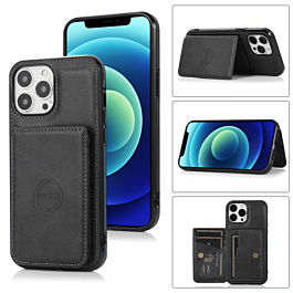 iPhone 13 Mini Leather Pocket Wallet Case - BLACK (Only Ground Shipping)