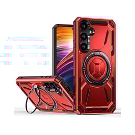 Full-Body Rugged Shockproof Case w/Built-in Ring Holder - RED for Galaxy S23FE (Only Ground Shipping)