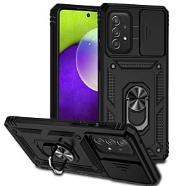 Galaxy A73 5G Dual Layers Hybrid Case w/Metal Ring And Camera Protector - BLACK (Only Ground Shipping)