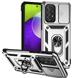 Galaxy A73 5G Dual Layers Hybrid Case w/Metal Ring And Camera Protector - SILVER (Only Ground Shipping)
