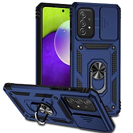 Galaxy A73 5G Dual Layers Hybrid Case w/Metal Ring And Camera Protector - DARK BLUE (Only Ground Shipping)