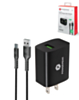 PowerPeak -  Wall Charger with USB To-C Cable (BLACK) (6ft) (18W) (Only Ground Shipping)