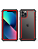 3in1 Hybrid Clear Soft TPU Hard PC Back Cover Case - BLACK & RED for iPhone 13 Pro (Only Ground Shipping)