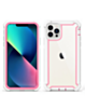 3in1 Hybrid Clear Soft TPU Hard PC Back Cover Case - WHITE & PINK for iPhone 13 Pro (Only Ground Shipping)