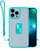 Hard Clear Magnetic Case with Hand Rope - TEAL for iPhone 12 Pro Max (Only Ground Shipping)