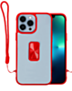 Hard Clear Magnetic Case with Hand Rope - RED for iPhone 12 Pro Max (Only Ground Shipping)