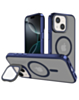 Slim Transparent Camera Stand Case with Wireless Charging - NAVY BLUE for iPhone 13 / 14 (Only Ground Shipping)