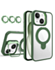 Magnetic Clear Case with 2 Kickstand & Camera Lens - DARK GREEN for 13 / 14 / 16e / 17e (Only Ground Shipping)