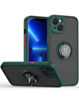 Hard PC Rear / Soft TPU Colorful Border Case with I-ring Holder - DARK GREEN for iPhone 14 / 13 (Only Ground Shipping)