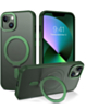 Carbon Wireless Charging Case with Ring Stand - GREEN for iPhone 14 / 13 (Only Ground Shipping)