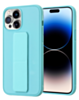 Hand Strap Vertical Magnetic Kickstand Case - TEAL for iPhone 14 Pro (Only Ground Shipping)