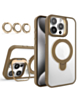 Magnetic Clear Case with 2 Kickstand & Camera Lens - DESERT TITANIUM for iPhone 14 Pro Max (Only Ground Shipping)