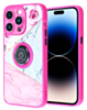 Pattern Design Hard PC Rear / Soft TPU Case with I- ring Holder - Style 3 for iPhone 14 Pro (Only Ground Shipping)