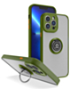 Hard PC Rear / Soft TPU Colorful Border Case with I-ring Holder - GREEN for iPhone 14 Pro (Only Ground Shipping)