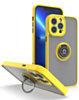Hard PC Rear / Soft TPU Colorful Border Case with I-ring Holder - YELLOW for iPhone 14 Pro (Only Ground Shipping)