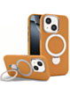 Silicone Magnetic Ring Stand Case for iPhone 17E / 16E / 15 / 14 / 13 (BROWN) (Only Ground Shipping)