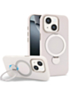 Silicone Magnetic Ring Stand Case for iPhone 17E / 16E / 15 / 14 / 13 (WHITE) (Only Ground Shipping)