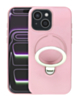 Pastel Shield Carbon Fiber Magnetic Kickstand Case (Pink) for iPhone 13 / 14 / 15 / 16e / 17e (Only Ground Shipping)