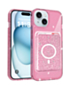 Glitter Magnetic Case with Wallet Slot for iPhone 17E / 16E / 15 / 14 / 13 (PINK) (Only Ground Shipping)