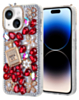Crystal Flower Perfume Silicone Hard Case - RED for iPhone 15 (Only Ground Shipping)