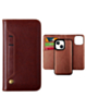 iPhone 14 Plus / 15 Plus Genuine Leather Magnetic Wallet Case with Credit Card Slot - BROWN (Only Ground Shipping)