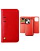 iPhone 14 Plus / 15 Plus Genuine Leather Magnetic Wallet Case with Credit Card Slot - RED (Only Ground Shipping)